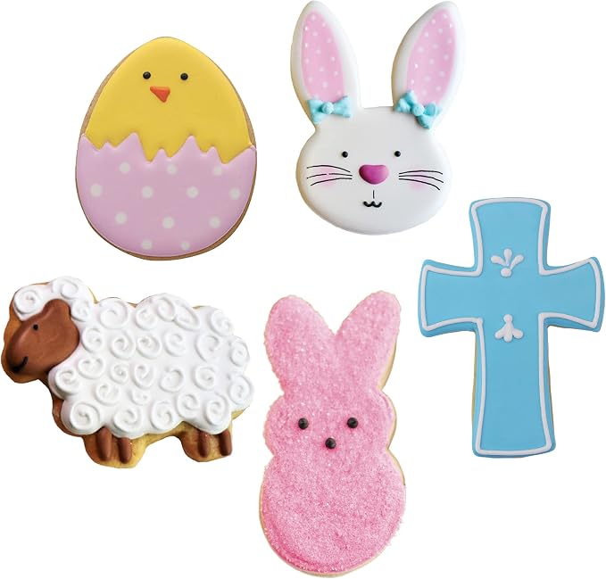 Ann Clark Easter 5-Pc. Cookie Cutter Set, Made in USA, Egg, Bunny, Bunny Face, Holy Cross, Lamb