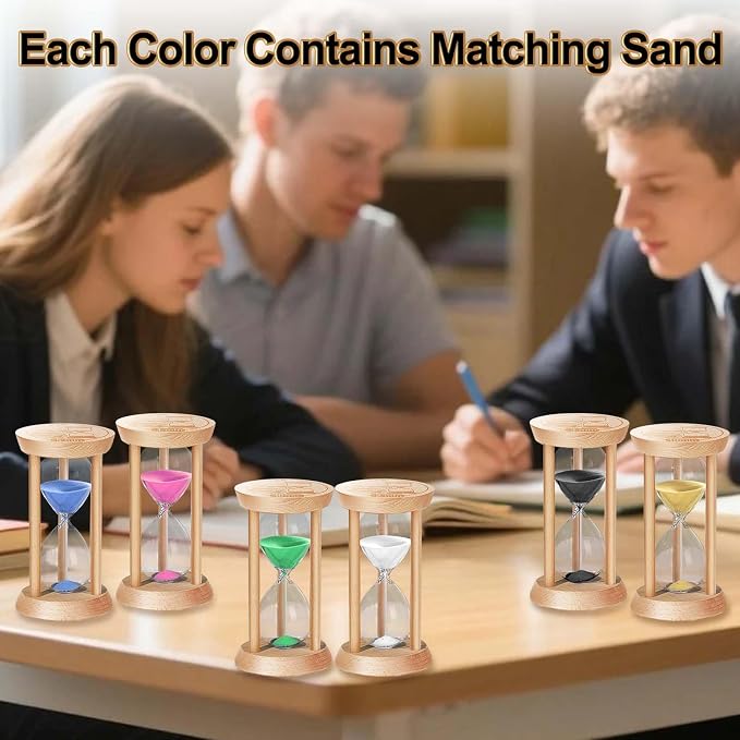 3 Minute Sand Timers, Wooden Mini Black Sand Hourglass for Classroom, 3 Min Bamboo Reloj De Arena, Small Sandglass Clock for Kitchen, Office, Game, Decor (Black)