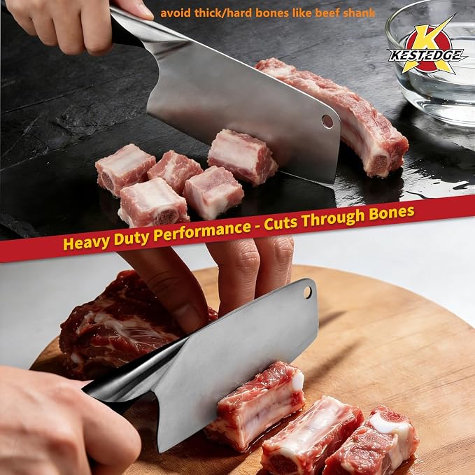 6 Inch Meat Cleaver 9Cr18MoV Steel Lightweight for Small Hands | 9Cr18MoV steel cleaver Forward-balanced lightweight design Textured non-slip handle for small hands and seniors
