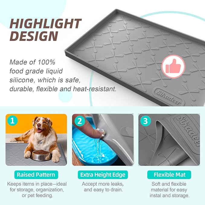Waterproof Under Sink Mat 19" x 19" Silicone Mat Cabinet Protector | Heavy Duty Kitchen Cabinet Liner, Easy Press Drain, Home Essentials for Pet Feeding, Boots, Bathroom, Organizers & Storage