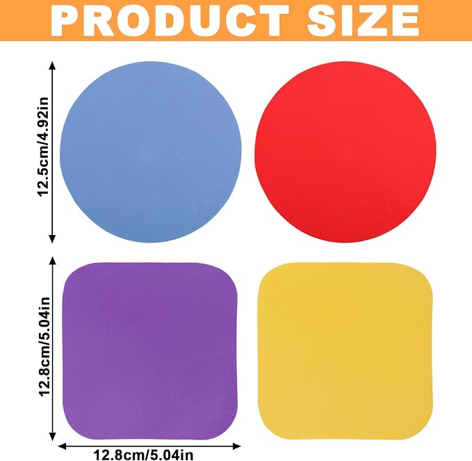 LUTER 4pcs Jar Opener Gripper Pad for Seniors with Weak Hands, Rubber | Multi-function Silicone Bottle Opener Lid Cap Rubber Gripper Pads Kitchen Coasters Gadgets, Blue, Red, Purple, Yellow
