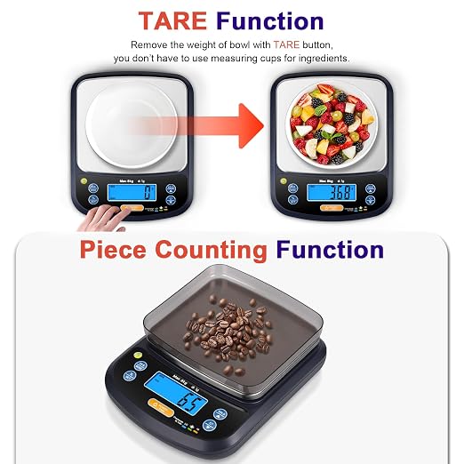 THINKSCALE Digital Kitchen Scale, 11lb/5kg Food Scale with Bowl, Digital Grams and Ounces for Weight Loss, Dieting, Baking, Cooking, and Meal Prep, Backlit Display
