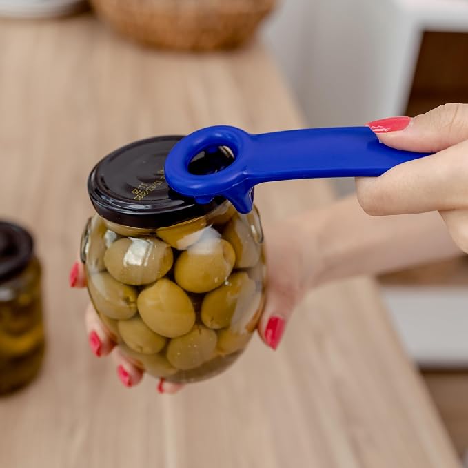 Jar Opener for Seniors with Arthritis, Plastic Jar Lid Opener for Weak Hands, Jar Opener Tool 5.5 inch – Blue & Red