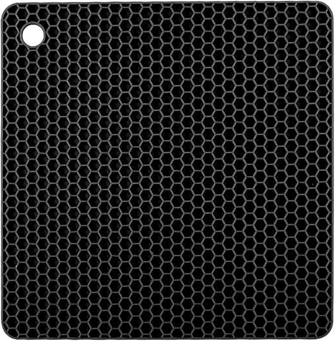 Silicone Non-Slip, Heat Resistant & Water-Trapping Trivet Mats for Hot Pots & Pans & Dishes & Cookware, Multipurpose Kitchen Table Coaster, 7.1 Inch, Black