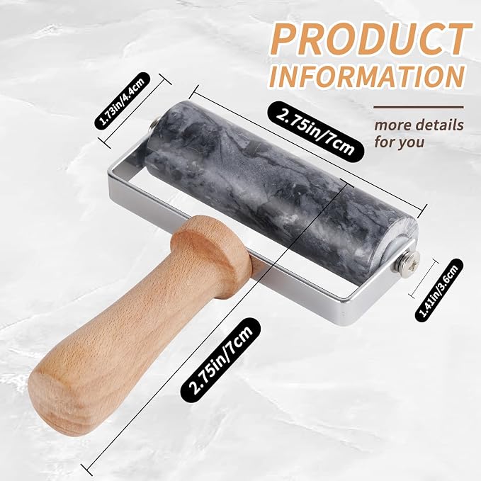 Small Marble Rolling Pin for Dough-Non-Stick T-shaped Hand Roller for Dough,Compact-Ideal for Home Bakers(Type A Black)