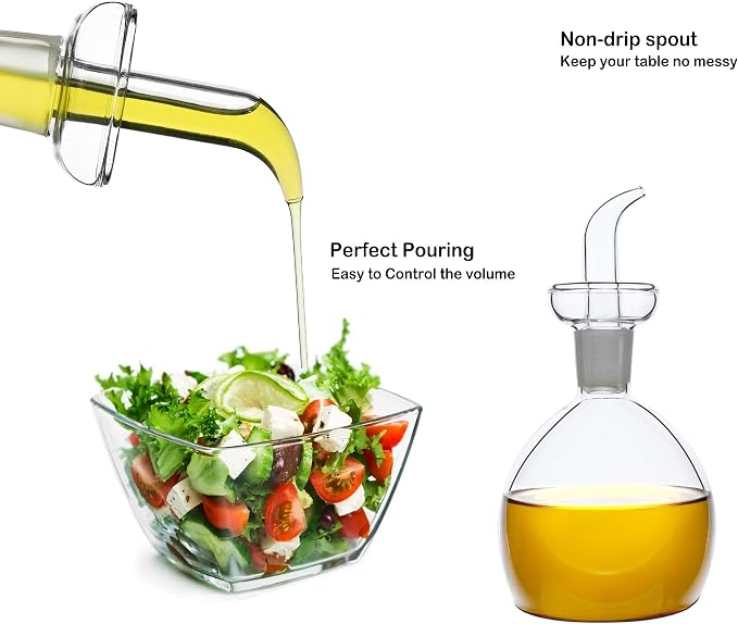 5 oz / 150 ml No Funnel Needed Olive Oil & Vinegar Dispenser Glass Cruet Decanter for Kitchen,Lab glassware seal handicraft Keeps Fresh Longer (Pack of 2)