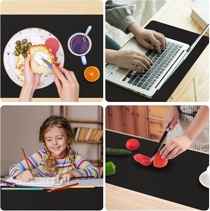 Extra Large Silicone Mat, 84”x24” Heat Resistant Mats for Countertop, Cuttable Waterproof Kitchen Counter Mat, Multipurpose Countertop Protector Mat, Silicone Mats for Kitchen Counter (Black)