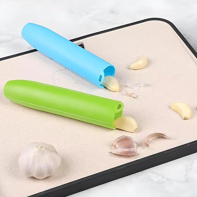 Silicone Garlic Peeler Tube- Garlic Roller Peeling Tube Tool Garlic Odorfree Peel Garlic Easy Roll Tube Useful Kitchen Gadgets (Blue)