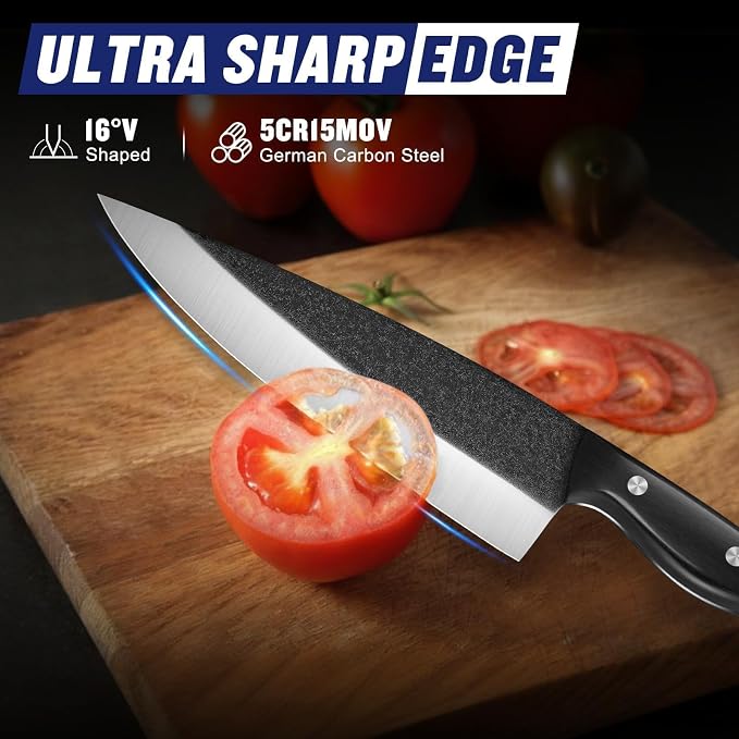 SSGP Butcher Knife Set of 3- Japanese Knife Set for Meat Cutting, Hand Forged Viking Knives Sets with Meat Cleaver, Heavy-Duty Kitchen Knives Sets for Bone BBQ Vegetable, Cooking Gifts for Men Dad