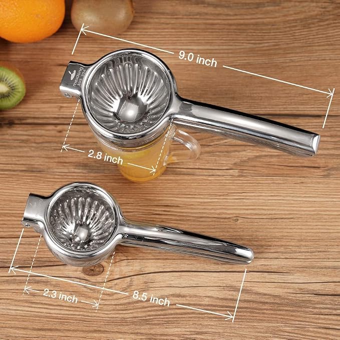 Upgraded Lemon Squeezer Meidong Super Stainless Steel 304 Hand Press Juicer Manual Citrus for Juicing Lemon ＆ Limes, Vegetables (Middle)