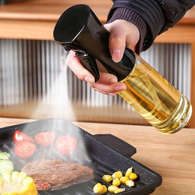 Oil Spray Bottle for Cooking, Premium Glass 2 In 1 Oil Dispenser for Kitchen, Food Grade Oil Sprayer Containers with Nozzle, Oil Bottle for Air Fryer, Roasting and Frying 500 ML (Multicolour)