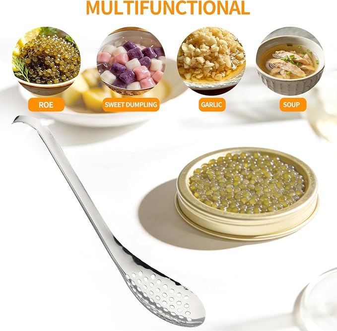 Spherification Spoon - Set of 6 Stainless Steel Spherification Spoon Molecular Mixologist Slotted Bar Spoon Kitchen - KICW0071 (6pcs Silver)