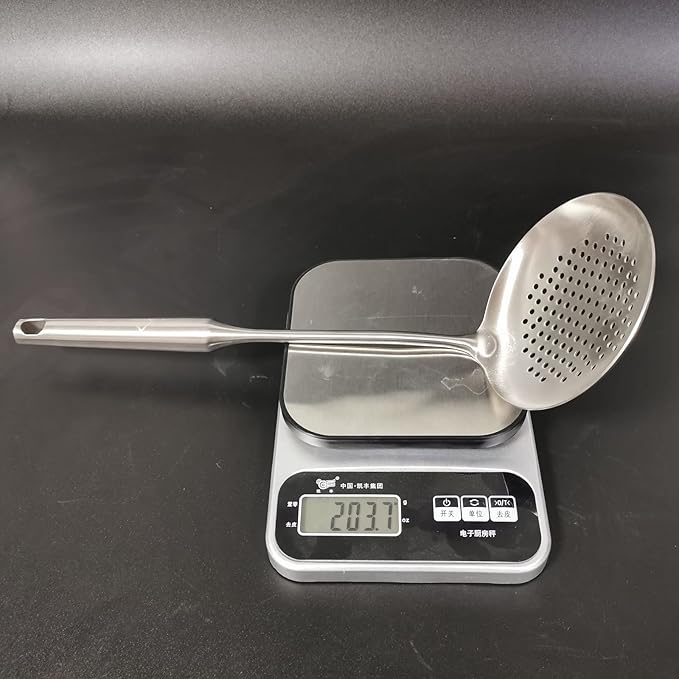 Skimmer Stainless Steel Large Slotted Spoon Colander Strainer Ladle for Cooking Heat Proof Hollow Handle Serving Utensil 14.96 inches