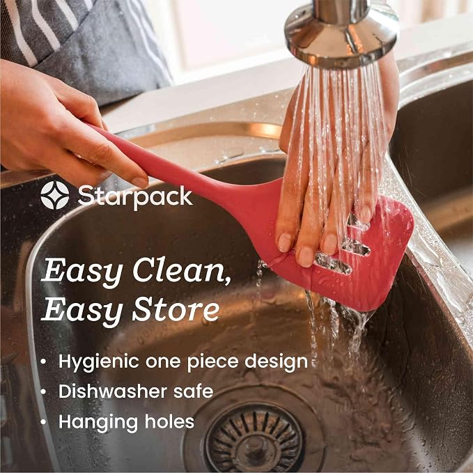 Starpack 'Let it Drain' XL Silicone Slotted Spoon(13.5 Inches) - Large Spoon with Slots for Cooking Heat Resistant to 600°F - Silicone Slotted Serving Spoons, Non Stick Cooking Spoons with Slots