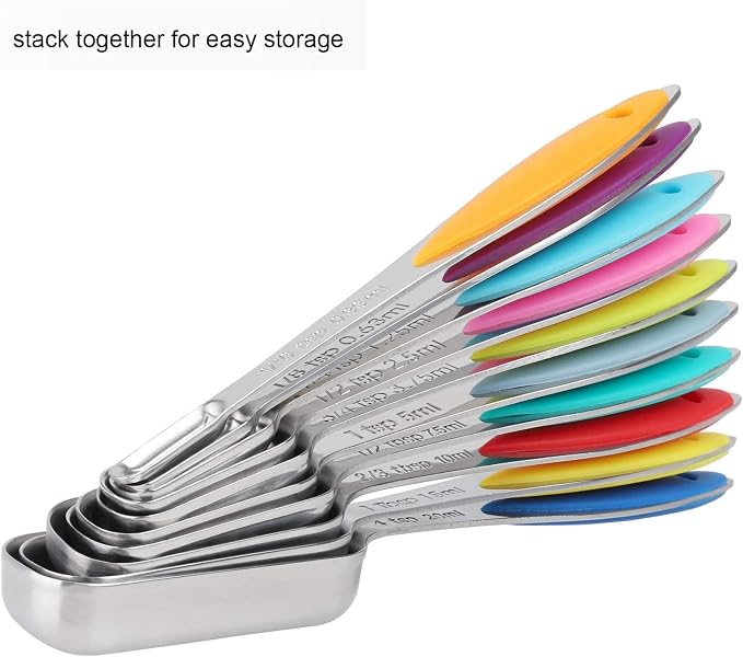 Stainless Steel Measuring Spoons Set of 11 - Dry & Liquid Ingredients - Tablespoon & Teaspoon