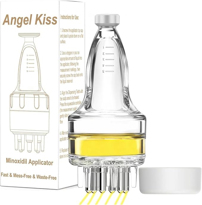 Angel Kiss Minoxidil Applicator, Hair Oil Applicator, Scalp Applicator Tool | Oil Dispenser for Hair: Fast Efficient Delivery to Hair Roots, Messy-Free, Waste-Free, Scalp Massage Compact Minoxidil Bottle