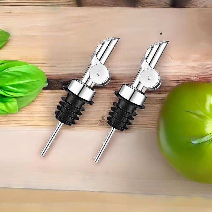 Pafuen 12 Pack Liquor Pour Spout, Oil Pourer, Olive Oil Pour Spout for Olive Oil Dispenser (Silver)