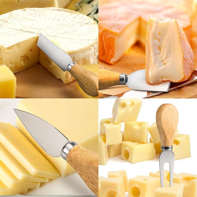 Cheese Knives Set of 8-2 Cheese Knife, 2 Cheese Fork, 2 Cheese Slicer, 2 Butter Knife – Premium Mini Stainless Steel Cheese Knives - Cheese Knife Set for Charcuterie Board