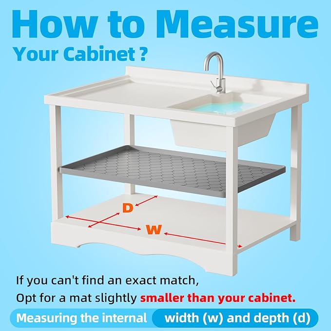 Winisok Waterproof Under Sink Mat 22" x 22", Silicone Mat, Dark Gray | Raised Edge Traps Spills & Leaks, Shelf Liner, Cabinet Protector, for Kitchen, Bathroom, Boots, Pets, Home Essentials