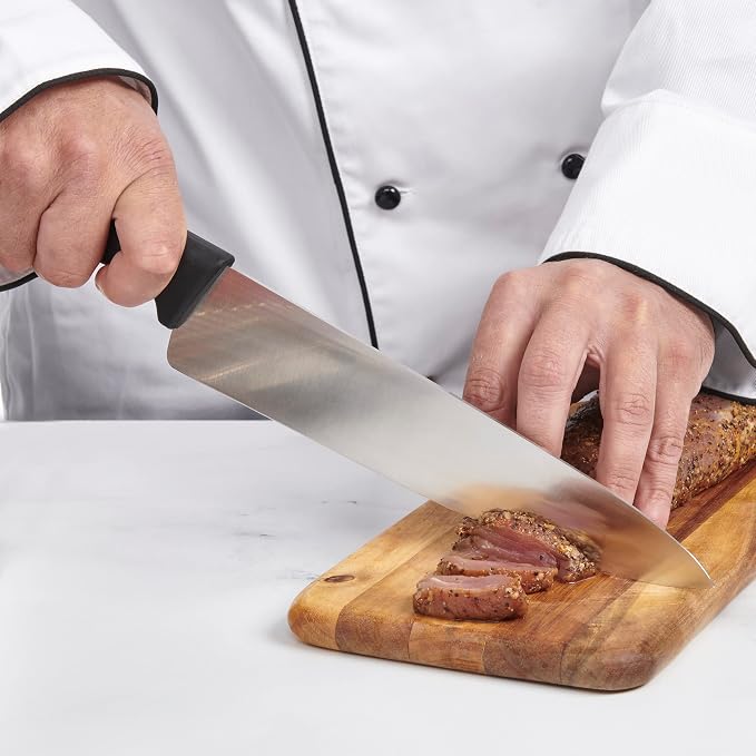 CAT CORA Chef Knife, Professional 10-Inch German Steel Blade For Produce, Meat, Herb Cutting, Ergonomic Soft-Grip Handle, NSF-Certified Kitchen Knife