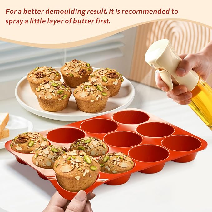 SINBEE Silicone Muffin Pans for Baking - 3 Pack Silicone Molds 12 Cups Nonstick Cupcake Pan for Baking BPA Free Cake Pop Mold Egg Muffins