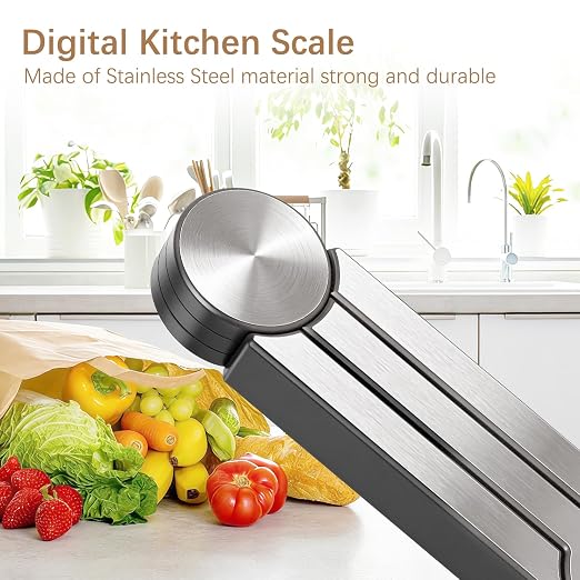 Folding Food Scale, Digital Kitchen Scale, Portable Food Scale Travel Scale for Food, Collapsible Mini Pocket Scale Grams and Ounces, Ideal for Diet Calorie Control Compact Kitchen (Silver/Black)