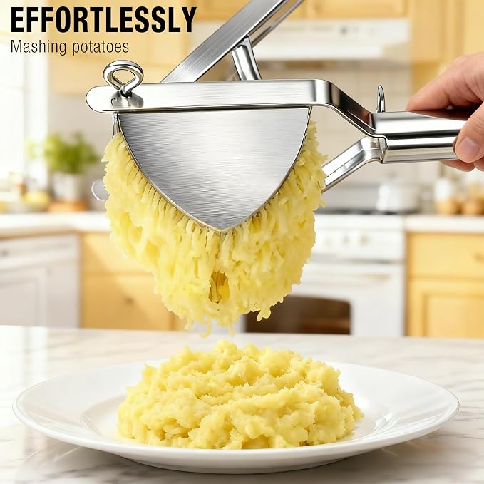 Potato Ricer, METLUCK Large 22oz Potato Ricer Potato Masher Stainless Steel Heavy Duty for Smooth and Fluffy Mashed Potatoes