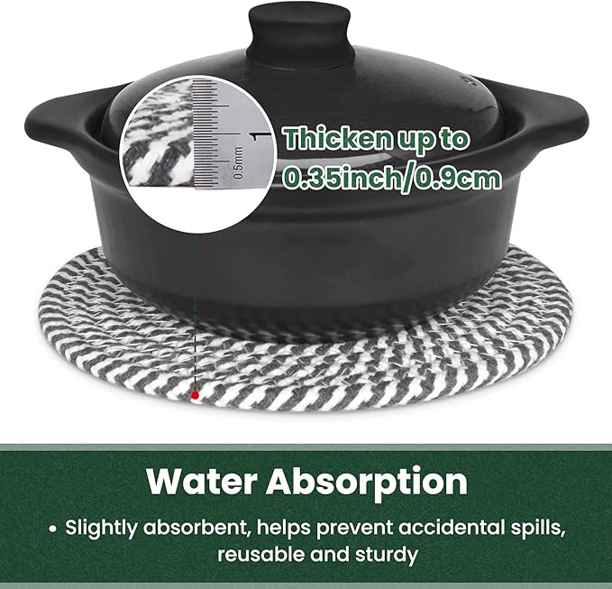 10 Inch Trivets for Hot Dishes, Hot Pots and Pans, Extra Large Thick Heat Resistant Large Coaster for Kitchen, Hot Pads, Kitchen Essentials, Pot Holders for Table & Countertop, 6 Pcs