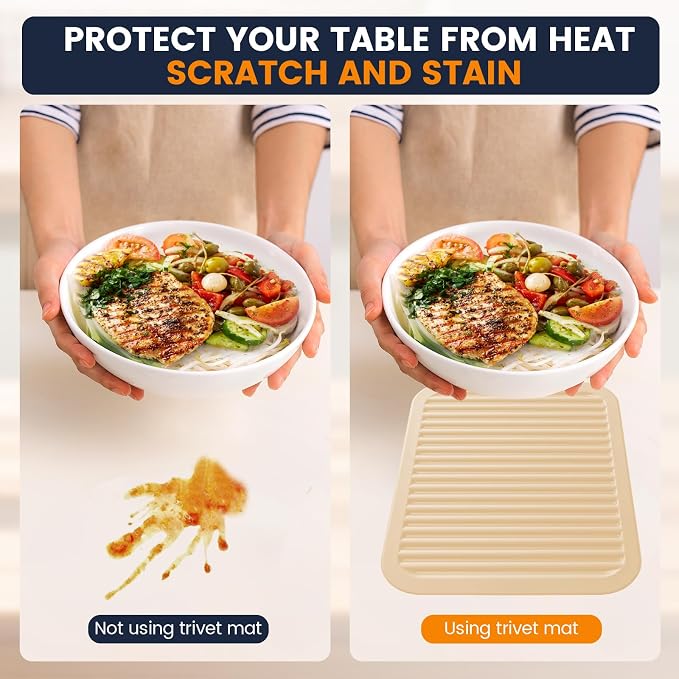 Silicone Trivet Mats 2 Heat Resistant Pot Holders Multipurpose Non-Slip Hot Pads for Kitchen Potholders, Drying mat, Jar Opener, Spoon Holder, Coaster(Crescent Moon)