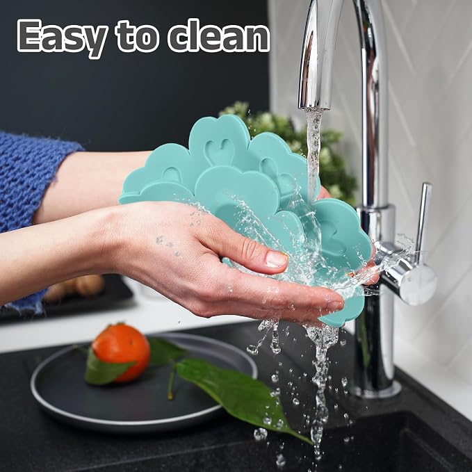 uxcell 2Pcs Silicone Trivet Mats, Flower Pattern Silicone Pad Hot Pad Pan Protectors Table Protector Heat Resistant Mat for Countertop, Hot Dishes, Hot Pots and Pans, Blue Green