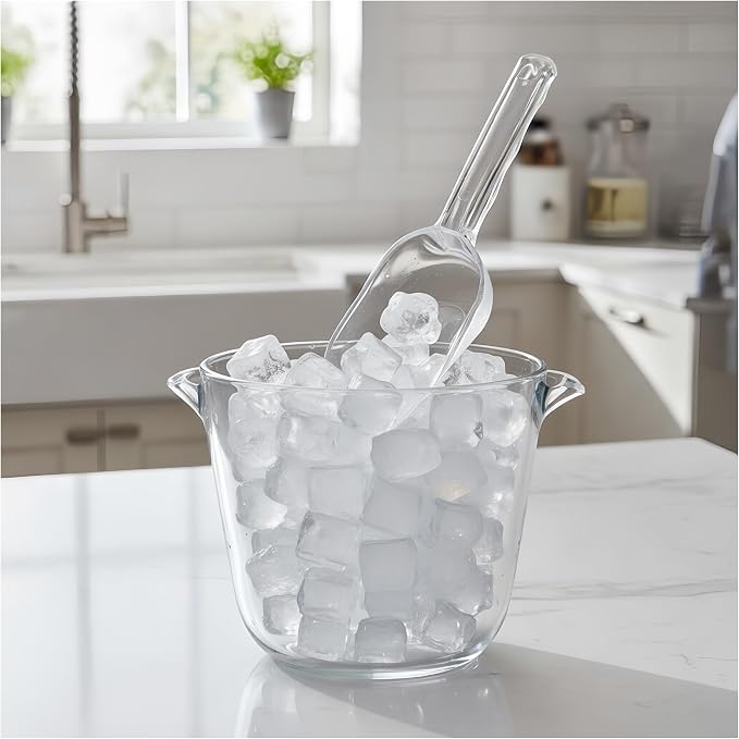 Plastic ice scoop for freezer,ice maker scoop,ice scoopers for ice bucket,Polycarbonate Utility Ice Scoop,7 Oz,Clear,Ergonomic Handle, Applicable to:Ice Maker,Ice Cream,Pets Food,Coffee Beans(1 pcs) S