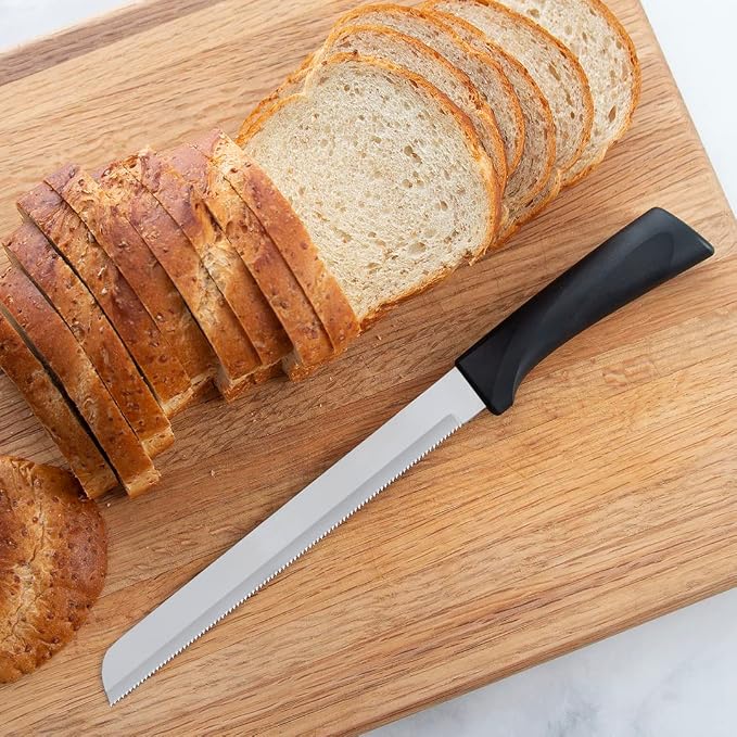 Rada Cutlery Anthem Series 8" Bread Knife (W443), Stainless Steel Serrated Blade, Black Handle, Pack of 2