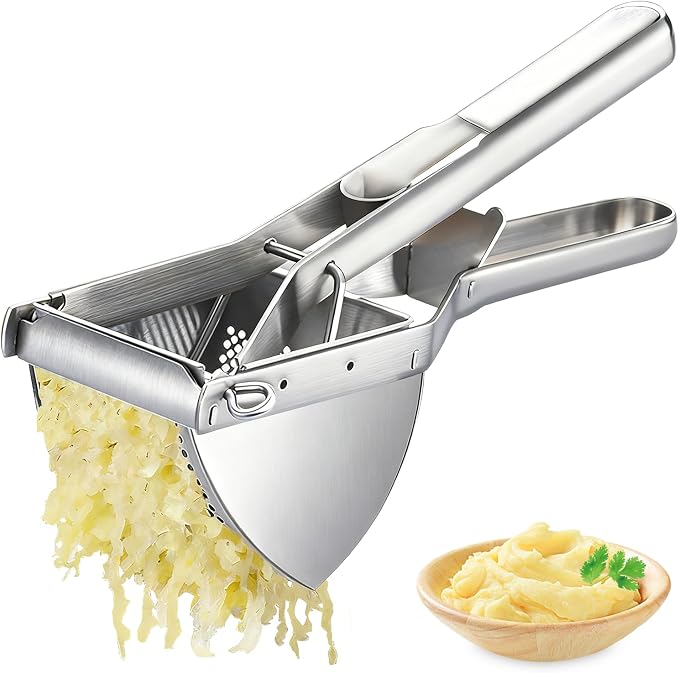 Potato Ricer, AIDOIT Large 22oz Potato Ricer Stainless Steel Potato Masher Heavy Duty for Perfect Fluffy Mashed Potatoes