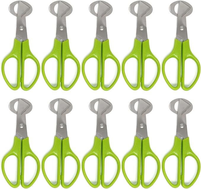 10 Pieces Stainless Steel Quail Egg Cutter Pigeon Quail Egg Shell Cutter Scissors Cracker Opener Clipper Kitchen Tools, Green