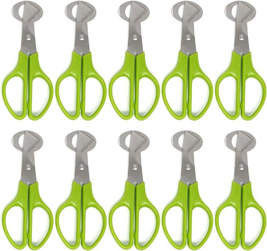 10 Pieces Stainless Steel Quail Egg Cutter Pigeon Quail Egg Shell Cutter Scissors Cracker Opener Clipper Kitchen Tools, Green