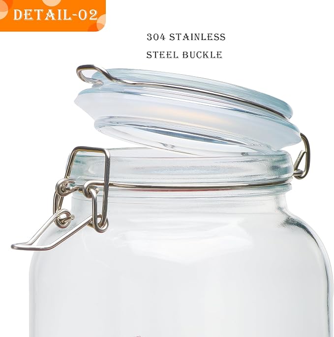 Large Glass Storage Containers with Airtight Lids 78oz 3 Pack | Flour, Sugar, Cereal, Cookies, Kitchen Canisters for Pantry Organization, Square Air Tight Glass Storage Jars Wide Mouth