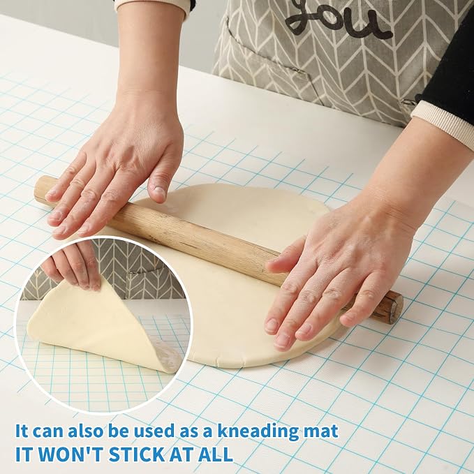 Silicone Baking Mat Roll 16IN*5FT Free Cutting, Non-Slip Pastry Mat, Non-Stick Reusable Air Fryer Liner, Oven Liners, Counter Mat, Freeze Dryer Mat, Easily Cut to Size Fit All Ovens Pans Tins Dishes