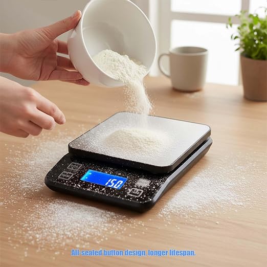 Waterproof Digital Kitchen Scale 0.1g/0.001oz Precision, Stainless Steel Electronic Scale with 3 Power Options (Rechargeable/AAA/Built-in), 10 Units Conversion, Smart Standby, 5kg/11lb Capacity