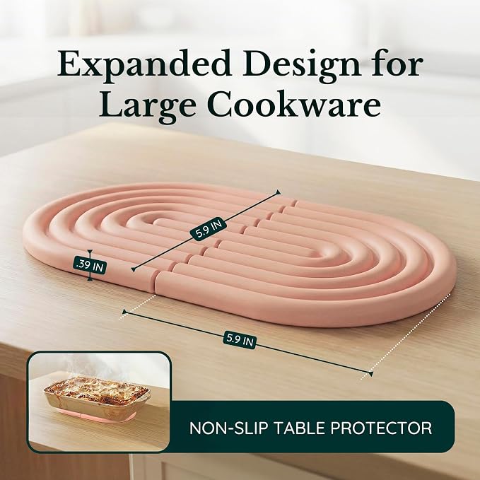 Silicone Trivets for Hot Dishes, Heat-Resistant, Non-Slip Pot Holders for Kitchen & Coasters Durable Hot Pads for Pots, Pans, Baking Dishes & Kitchen Appliances Set of 2 Blush Pink