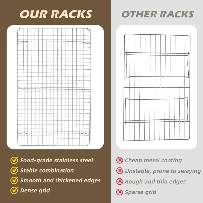 Pleafind 3 PCS Silver Stackable Cooling Rack -16 x 10 Inch Wire Rack, Heavy Duty Stainless Steel Baking Racks, Cooling Racks for Cooking and Baking Cookie Pizza Cake, Oven and Dishwasher Safe