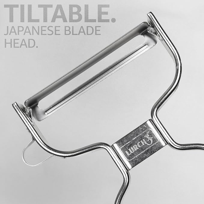 Lurch Universal Stainless Steel Peeler - Stainless Steel Blade with Japanese Technology, Movable Blade Head for Effortless Peeling, Ergonomic Handle for Secure Grip, Ideal for Fruit & Vegetables