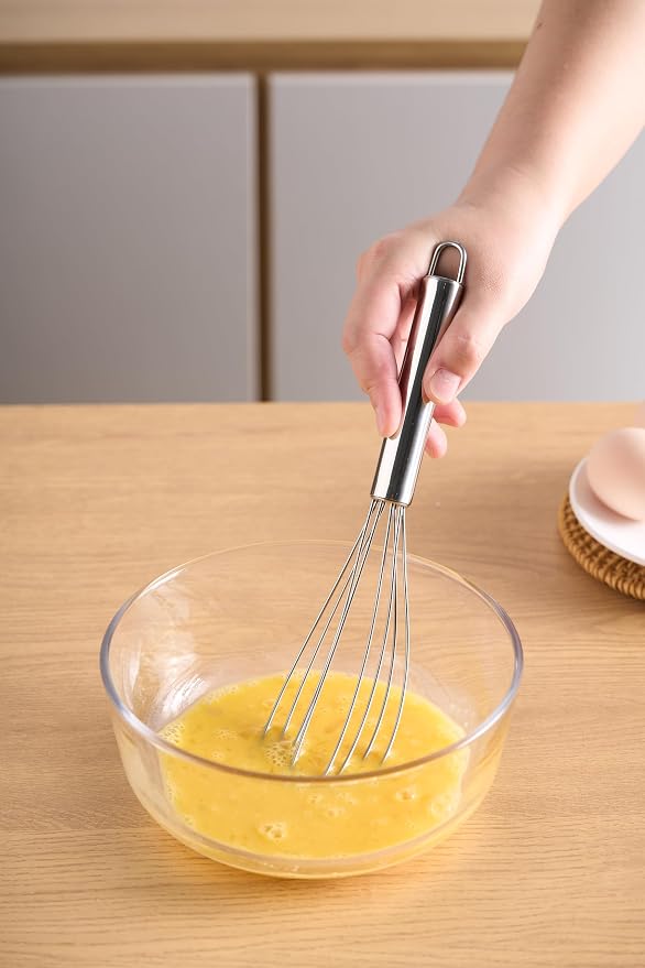 10.63" Stainless Steel Flat Whisk,Egg Beater for Blending,Whisking,Beating,or Stirring for Home and Kitchen