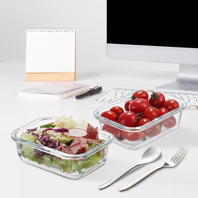 GULFLIN 12 Pack 22oz Glass Meal Prep Containers, Food Storage Containers with Lids, Air-Tight, Leak-Resistant, Freezer to Microwave Safe - Grey Set | Glass Food Storage Containers with Snap Airtight Lids, Dishwasher Safe, Freezer to Microwave Safe