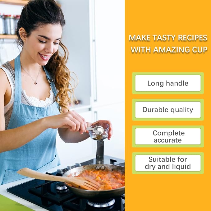 1PCS 1Tbsp(15ml, 1/2oz) Measuring Spoon, Stainless Steel Measure Scoop | Accurate, BPA-Free, Dishwasher Safe, Silicone Grip, Engraved Marking, Kitchen Essential