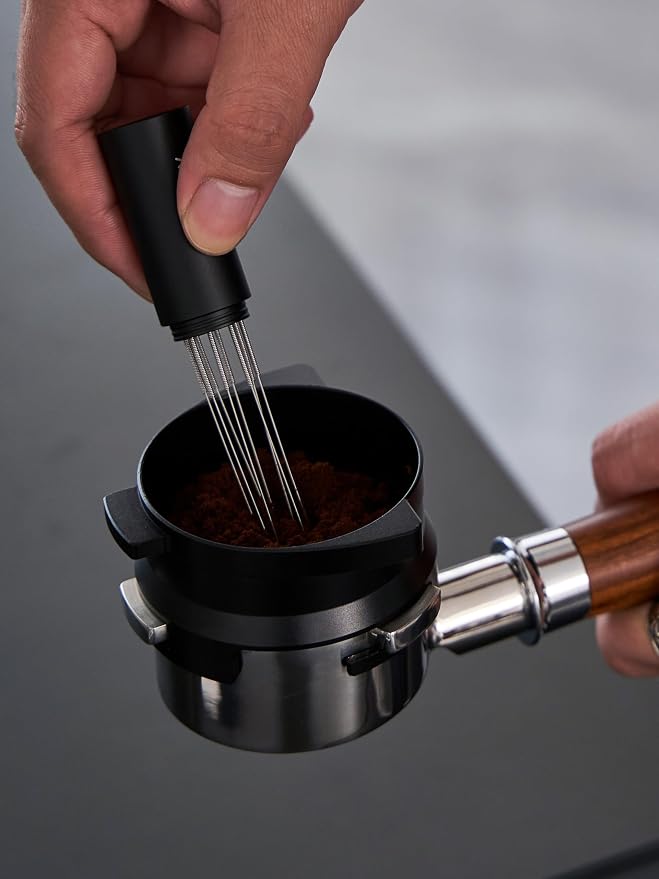 54mm Espresso Dosing Funnel and Puck Screen Set,Hands-Free portafilter funnel with Grinder Trigger.Fits Breville 54mm Portafilters.Reusable 316 Stainless Steel Puck Screen.(Black)