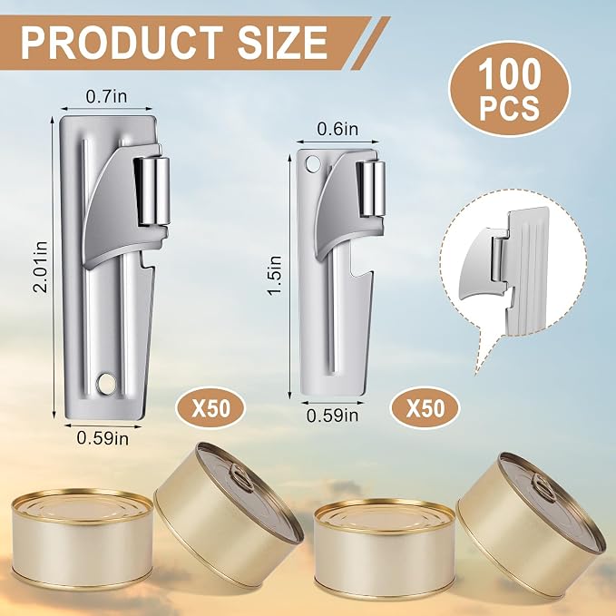 Honeydak 100 Pcs P-38 and P-51 Militarycan Opener Stainless Steel Camping Portable Survival Army Can Openers for Travel Kitchen Tool Men Women, Silver
