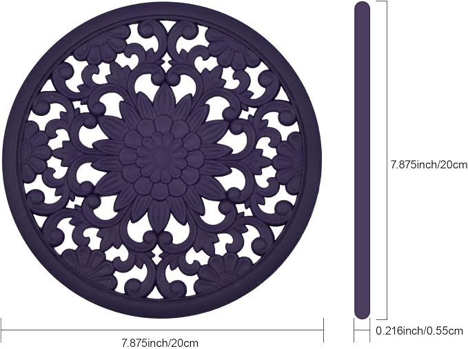 Silicone Trivet Mat,Set of 3 Heat Resistant Trivet for Hot Dishes Trivets for Hots Pots and Pans,Trivet Flexible Non Slip Potholder Hot Pads for Kitchen-Violet,A004V