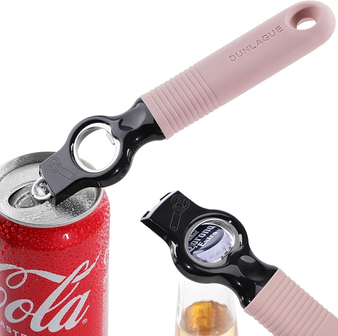 2-Pack Magnetic 2-in-1 Beer Bottle Cap & Soda Can Opener-Dark Pink | Soft Silicone Handle with Built-in Magnet Sticks to Fridges / Easy Can Tab Opener for Bartenders, Seniors, and Long nails