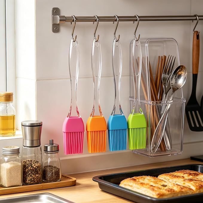 Pastry Brush,4 Packs Basting Brush for Cooking | Heat Resistant Silicone Brush for Kitchen BBQ Grill Barbecue Baking