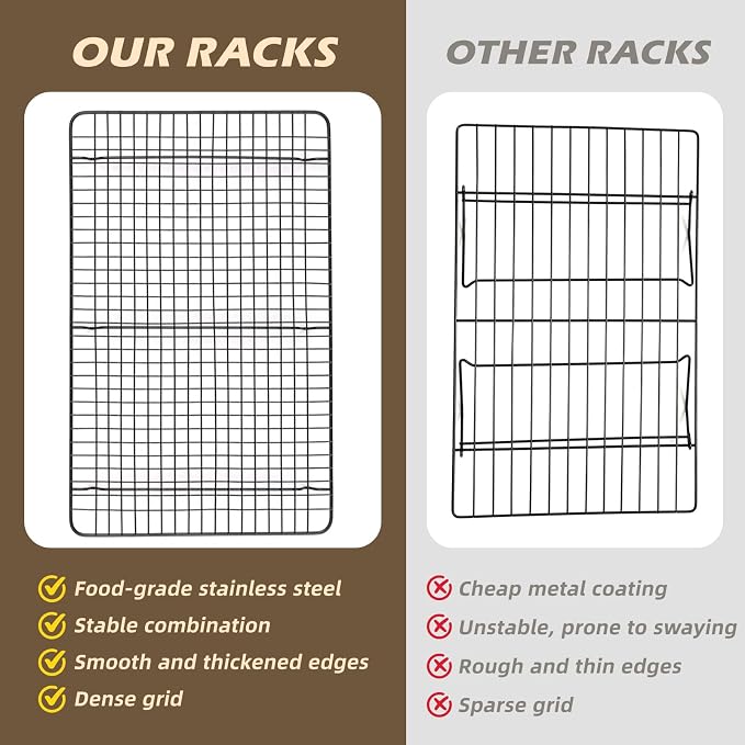 Pleafind 3 PCS Stackable Cooling Rack -16 x 10 Inch Wire Rack, Heavy Duty Stainless Steel Baking Racks, Cooling Racks for Cooking and Baking Cookie Pizza Cake, Oven and Dishwasher Safe